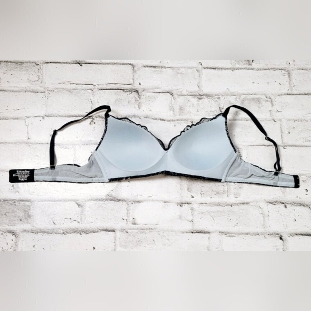 La Vie En Rose Lace Push Up Bra 38C Black Blue Padded Underwire - Picture 6 of 8